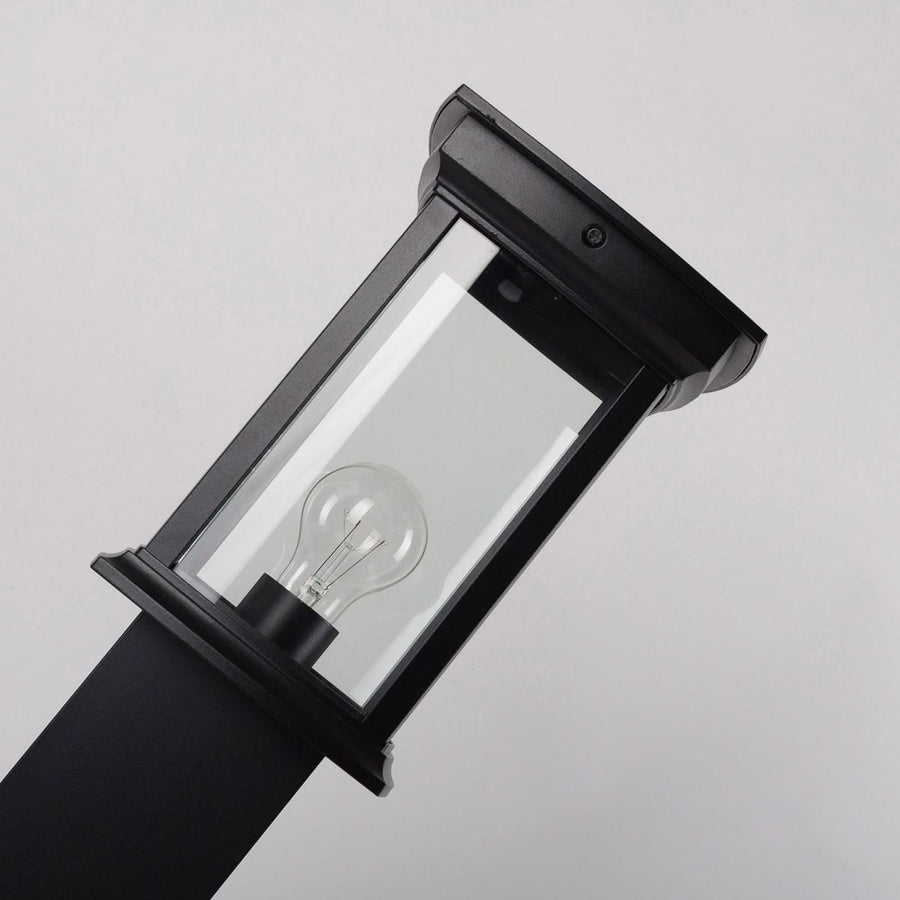 Borne lumineuse d'extérieur Carlton en verre, noir et transparent, hauteur 80 cm, IP44