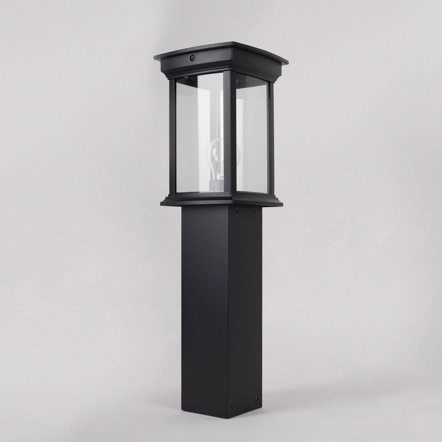Borne lumineuse d'extérieur Carlton en verre, noir et transparent, hauteur 80 cm, IP44