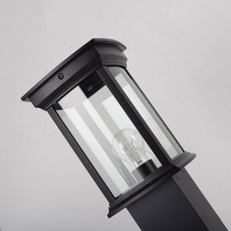 Borne lumineuse d'extérieur Carlton en verre, noir et transparent, hauteur 80 cm, IP44