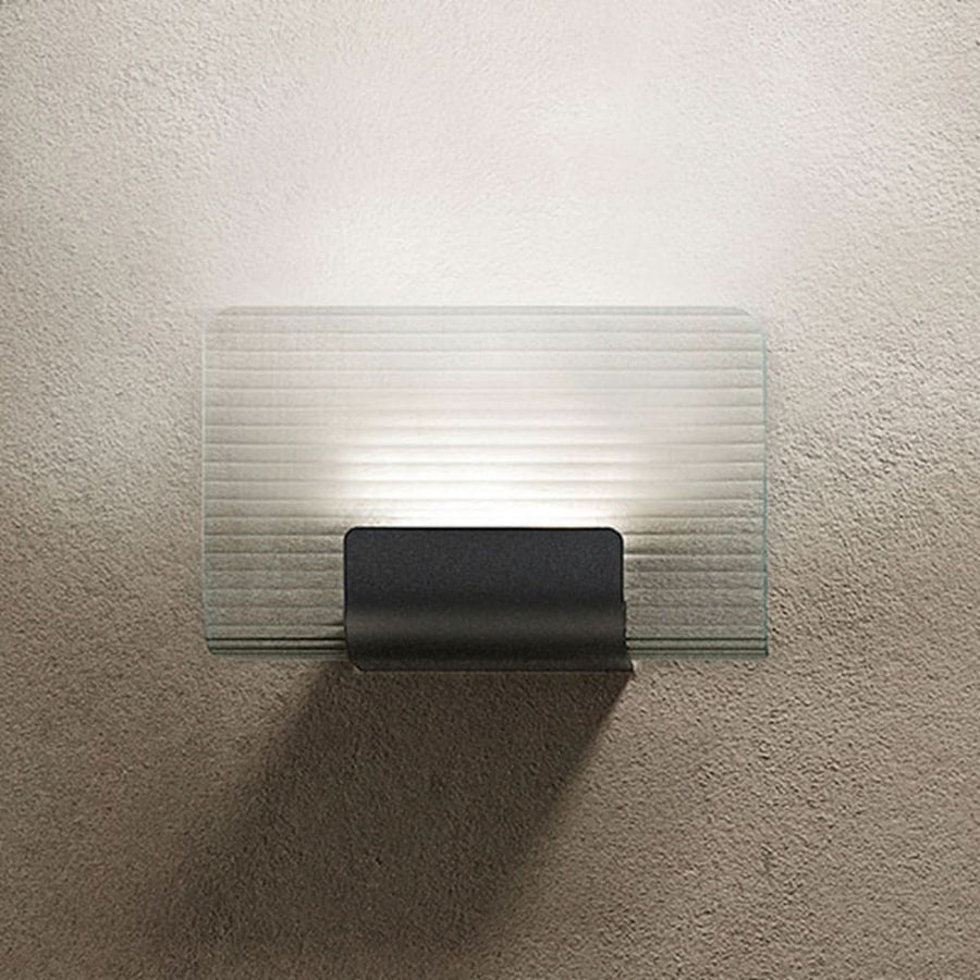 Applique murale LED Nami en verre, transparent et noir, hauteur 18 cm