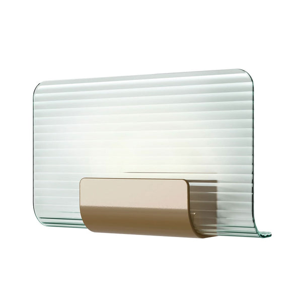 Applique murale LED Nami en verre, transparent et laiton, hauteur 18 cm