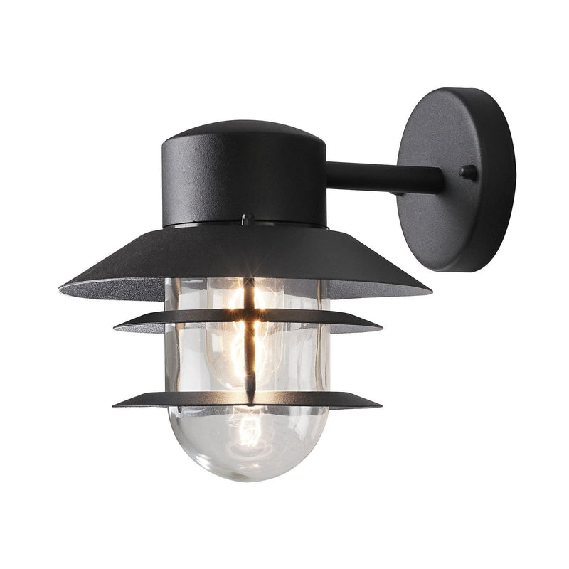 Applique d'extérieur Modena en verre, noir et transparent, hauteur 24 cm, IP44, 60 W, largeur 22 cm, modèle 2