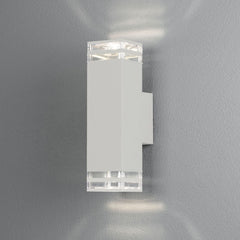 Applique d'extérieur Pollux en aluminium, blanc, 2 lumières, hauteur 27,5 cm, IP44