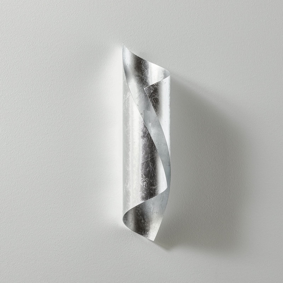 Applique murale Hué 37cm en acier, feuille d'argent, 2 lumières, Ø 8 cm