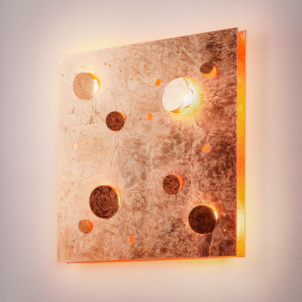 Applique murale LED Buchi 60x60 en acier, cuivré, hauteur 60 cm