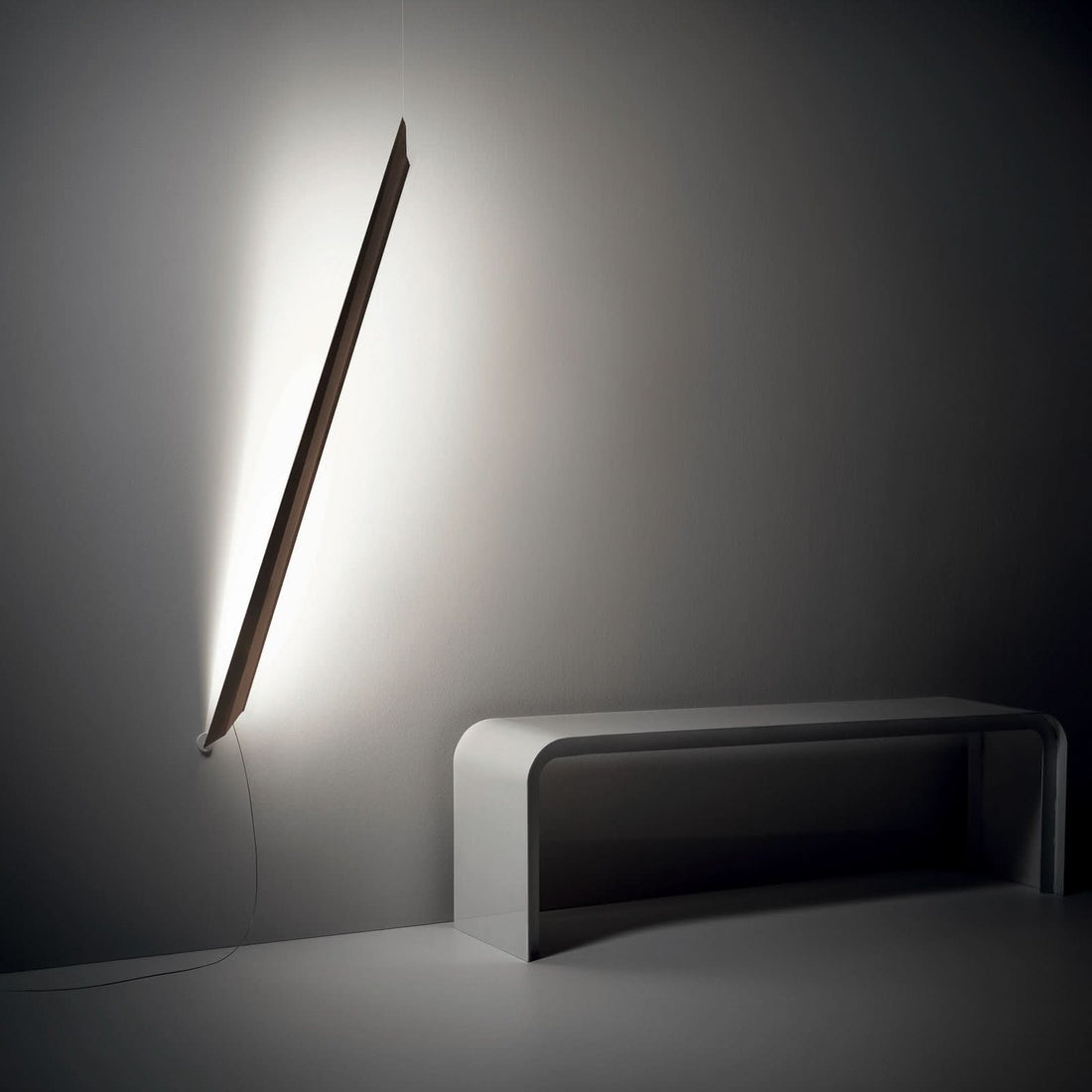 Applique murale LED Schegge en aluminium, marron, hauteur 160 cm