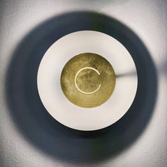 Applique murale LED DoppioZero en acier, blanc et feuille d'or, Ø 30 cm