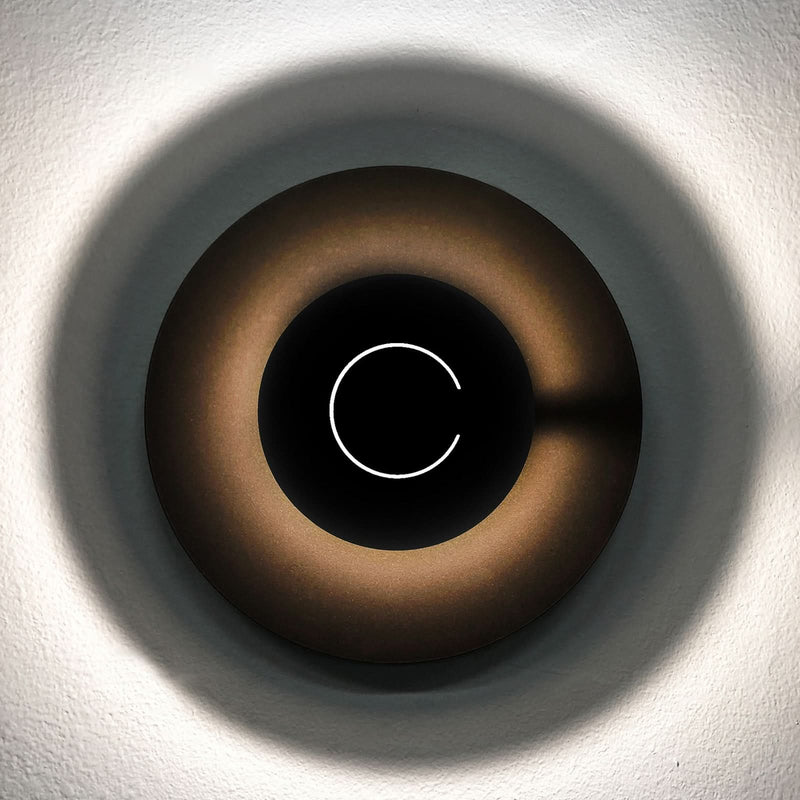 Applique murale LED DoppioZero en acier, marron foncé et noir mat, Ø 30 cm