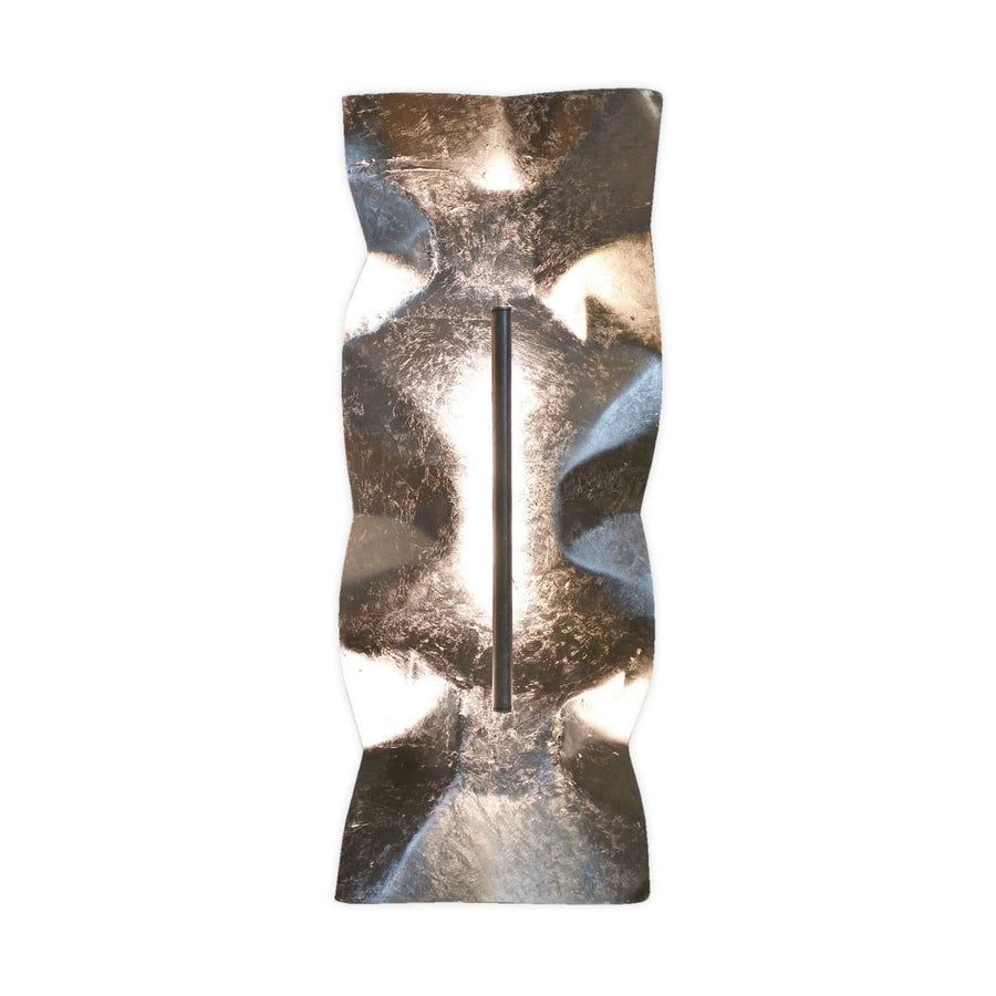 Applique murale LED Crash Tube en acier, feuille d'argent, hauteur 60 cm