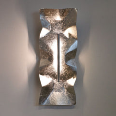 Applique murale LED Crash Tube en acier, feuille d'argent, hauteur 60 cm