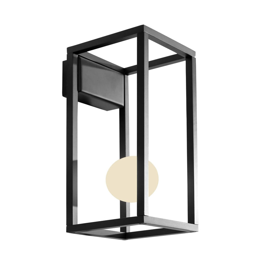 Applique d'extérieur LED Abachina 1 IP44 en verre, noir et blanc, hauteur 32 cm, IP44