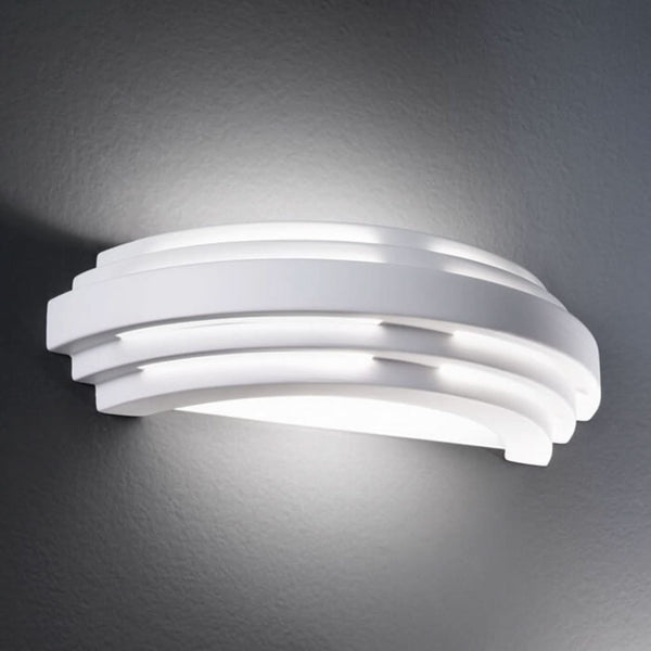 Applique murale Stiegel en céramique, blanc, hauteur 8 cm, 60 W, largeur 30 cm