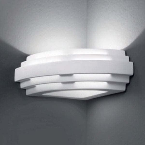 Applique murale Stiegel en céramique, blanc, hauteur 8 cm, 60 W, largeur 23 cm