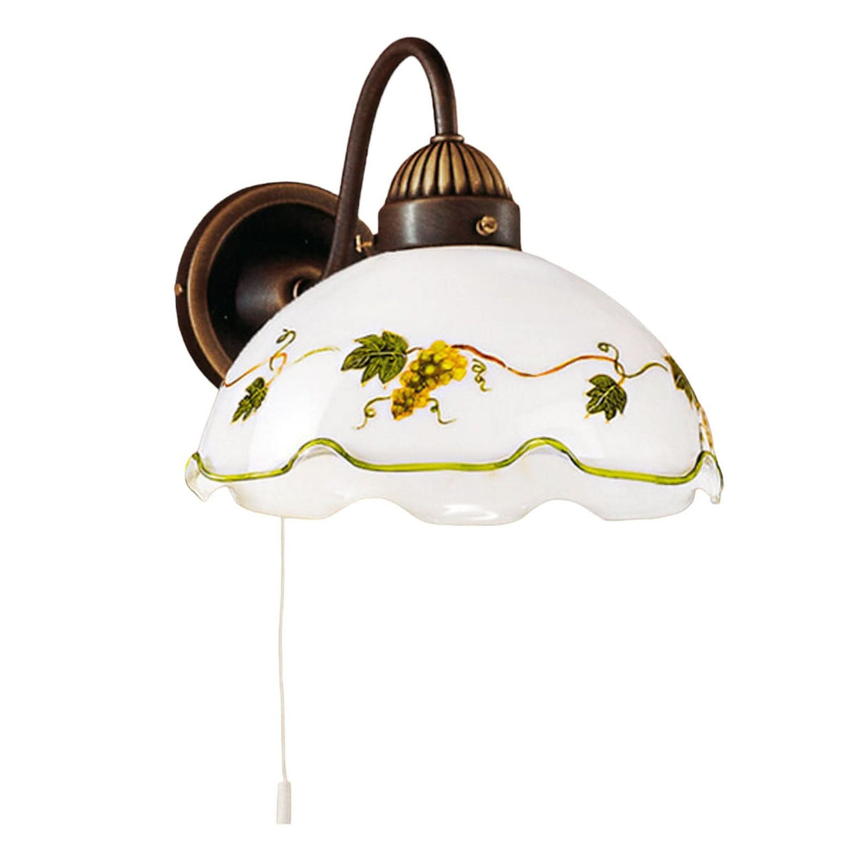Applique murale Nonna en verre, laiton ancien et blanc, hauteur 20 cm, 75 W, largeur 20 cm, modèle 2