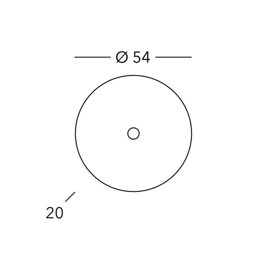Schéma technique indiquant un diamètre de 54 cm et une profondeur de 20 cm.