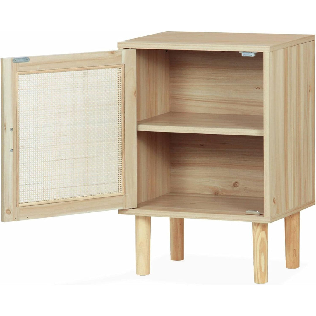 Alice'S Home - Table De Chevet En Cannage Et Décor Bois - Camargue - 40X30X58Cm - 2 Niveaux - 1 Porte - Pieds Droits | Designix - Amazon    - https://designix.fr/