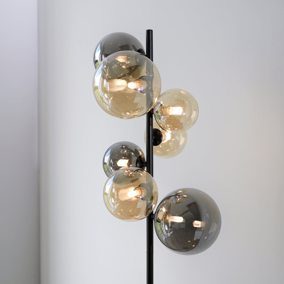 Lampadaire Popsicle 7 lumières fumé et ambré, verre