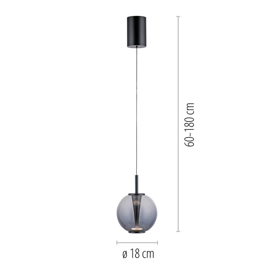 Suspension Pure Infinity grise, verre