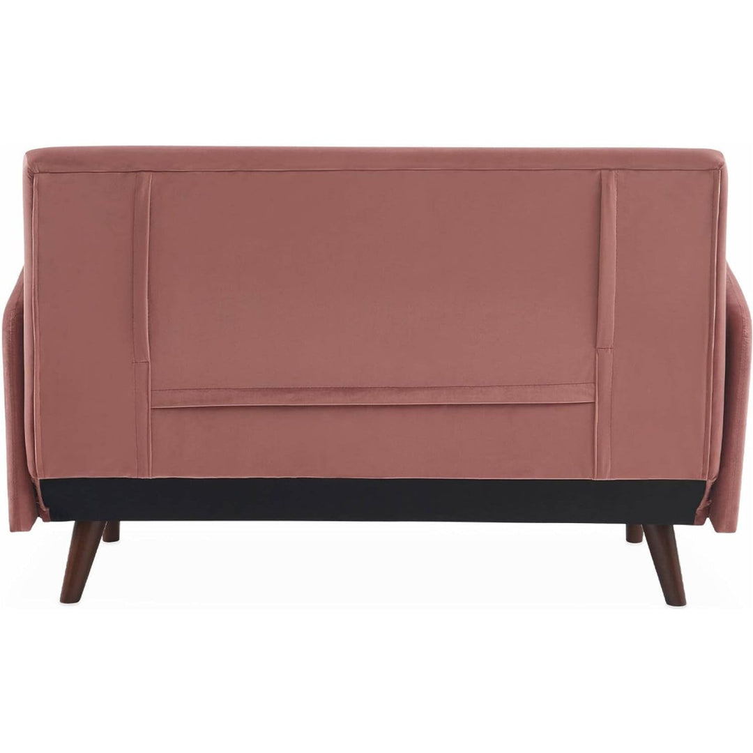 Alice'S Home - Canapé Convertible En Velours - Panam - 2 Places Scandinave. Pieds Bois Foncé. Vieux Rose. Banquette. Dossier Inclinable | Designix -     - https://designix.fr/