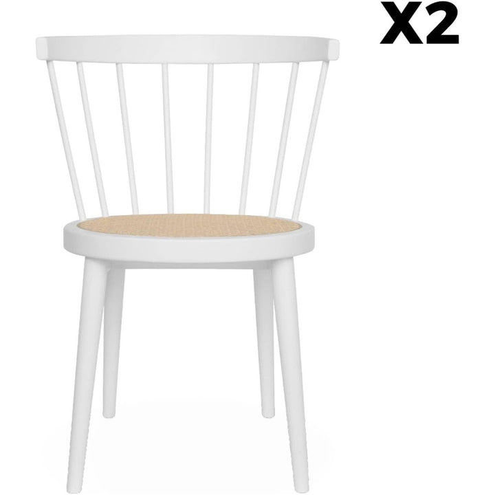 Chaises Blanches Bois Cannage | Designix - 3333    - https://designix.fr/