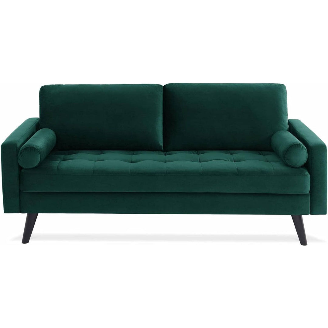 Alice'S Home - Canapé En Velours Vert Anglais. 3 Places Scandinave Fixe. Droit. Pieds Bois Noir | Designix -     - https://designix.fr/