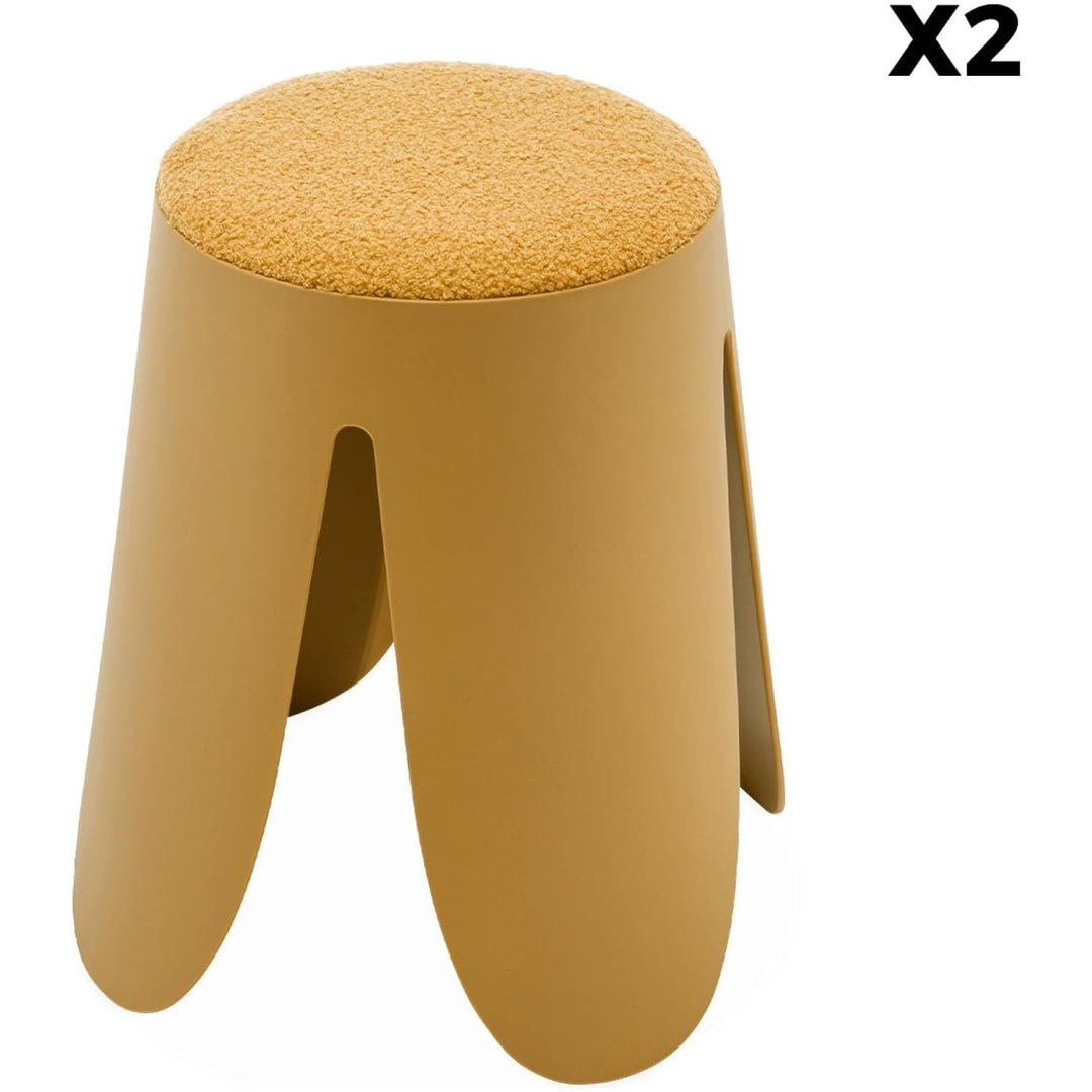 Alice'S Home - Set De 2 Tabourets Empilables Moutardes. Bouclette Texturée. Niki. Ø30 / 44 X H46Cm | Designix - Amazon    - https://designix.fr/