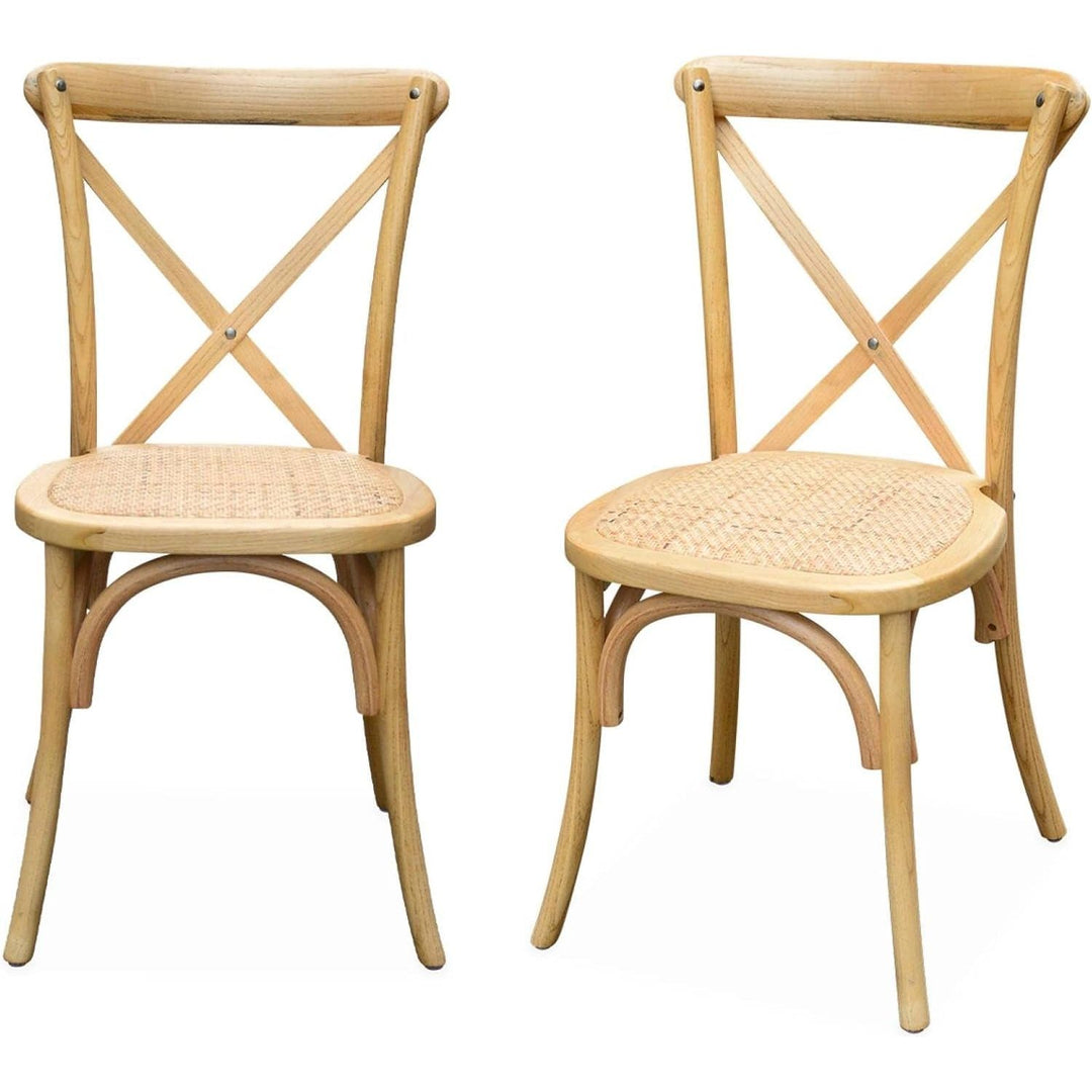 Alice'S Home - Lot De 2 Chaises De Bistrot En Bois De Cédrèle Naturel. Vintage. Assise En Rotin. Empilables | Designix - Amazon    - https://designix.fr/