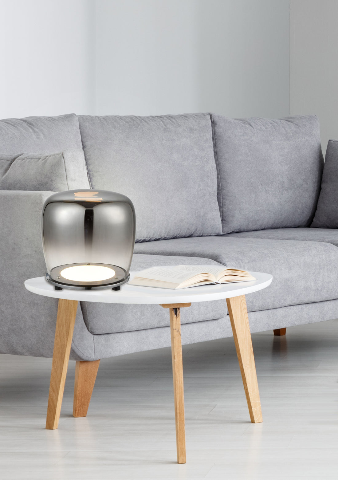 Lampe à poser LED Berloz noire, verre