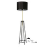 Lampadaire Tegola noir et doré, tissu