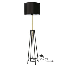 Lampadaire Tegola noir et doré, tissu