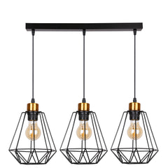 Suspension Primo 3 lumières noire et dorée, L 69 cm