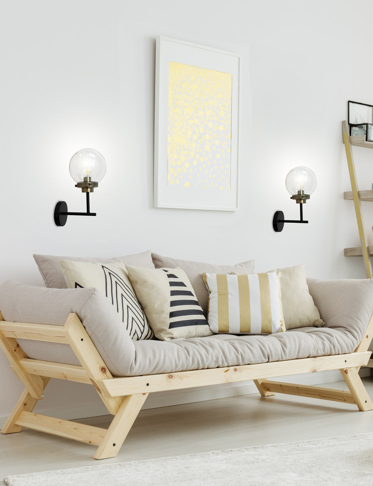 Applique murale Lens patinée et transparente, verre