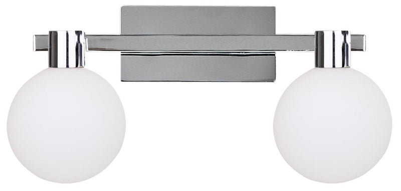 Applique murale Maldus 2 lumières chromée et blanche, verre