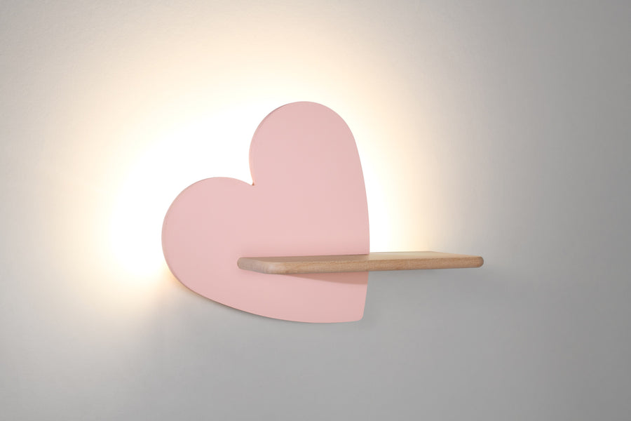 Applique murale LED Heart pour chambre d'enfant, bois