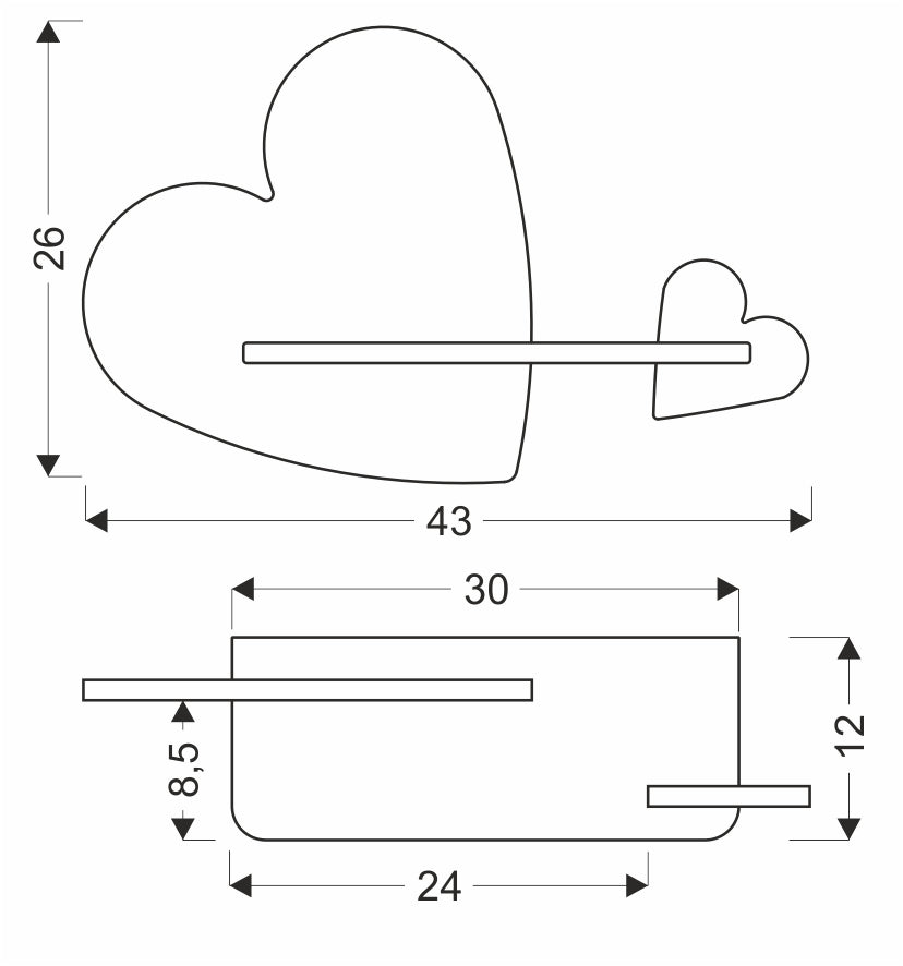 Applique murale LED Heart pour chambre d'enfant blanche, bois