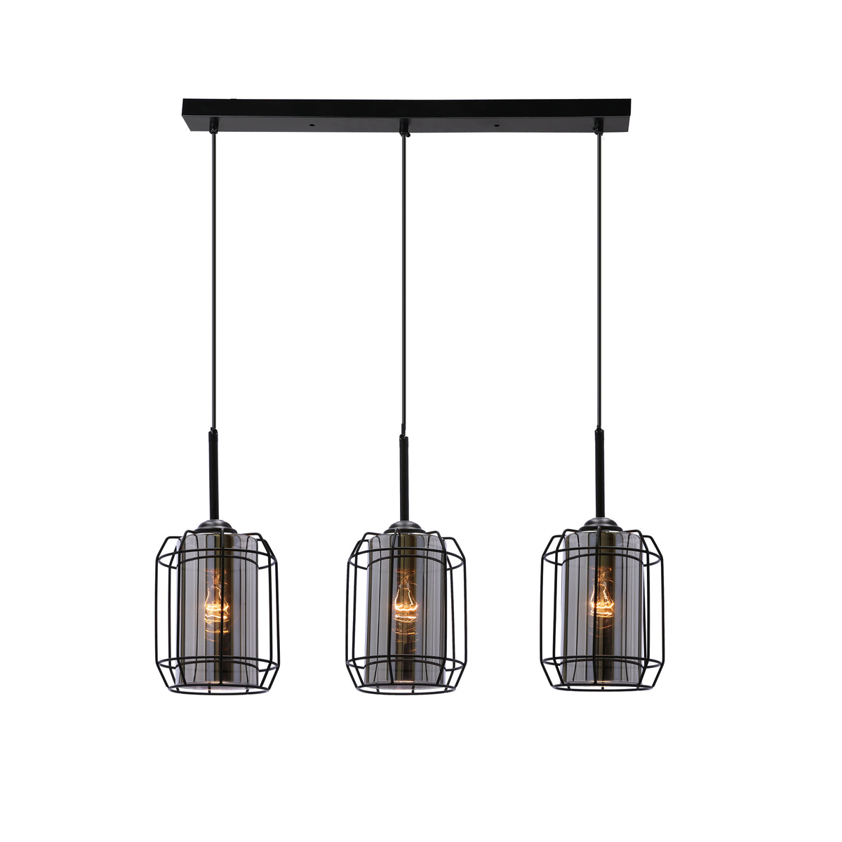 Suspension Jonera noire, verre, L 67 cm