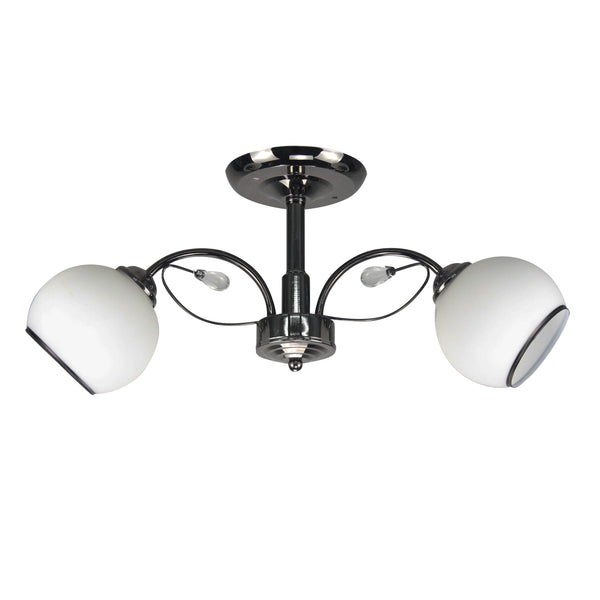 Plafonnier Pearl 2 lumières noir et blanc, verre