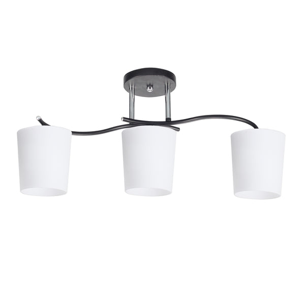 Plafonnier Esnyr 3 lumières noir, verre