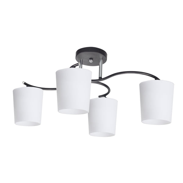 Plafonnier Esnyr 4 lumières noir, verre