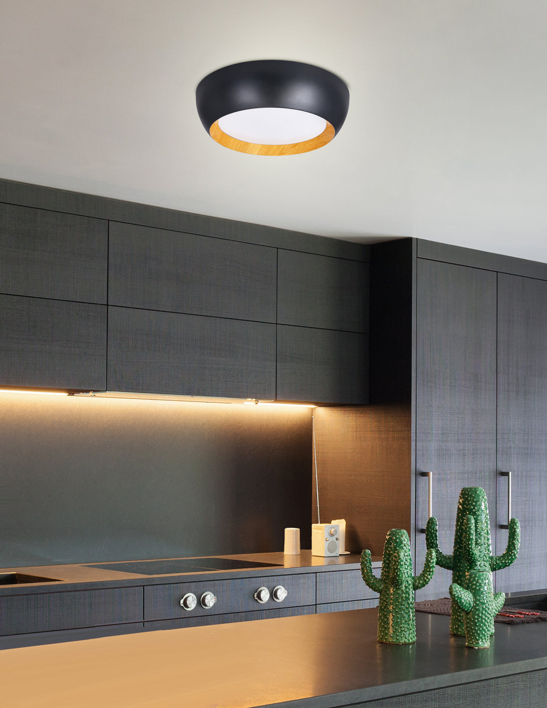 Plafonnier LED Abruzzo bois et blanc (réf. 14-24121)