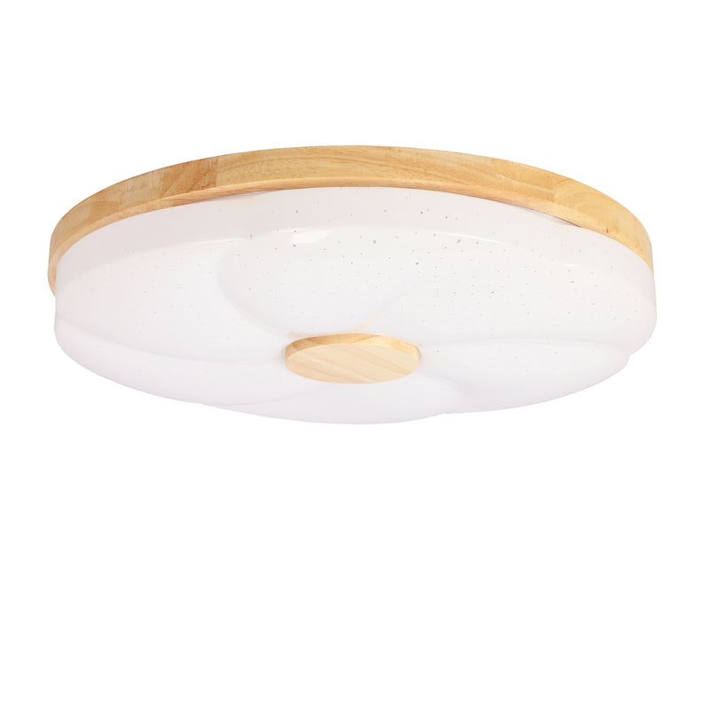 Plafonnier LED Fiorino blanc et bois