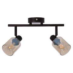 Plafonnier Agra 2 lumières noir, verre