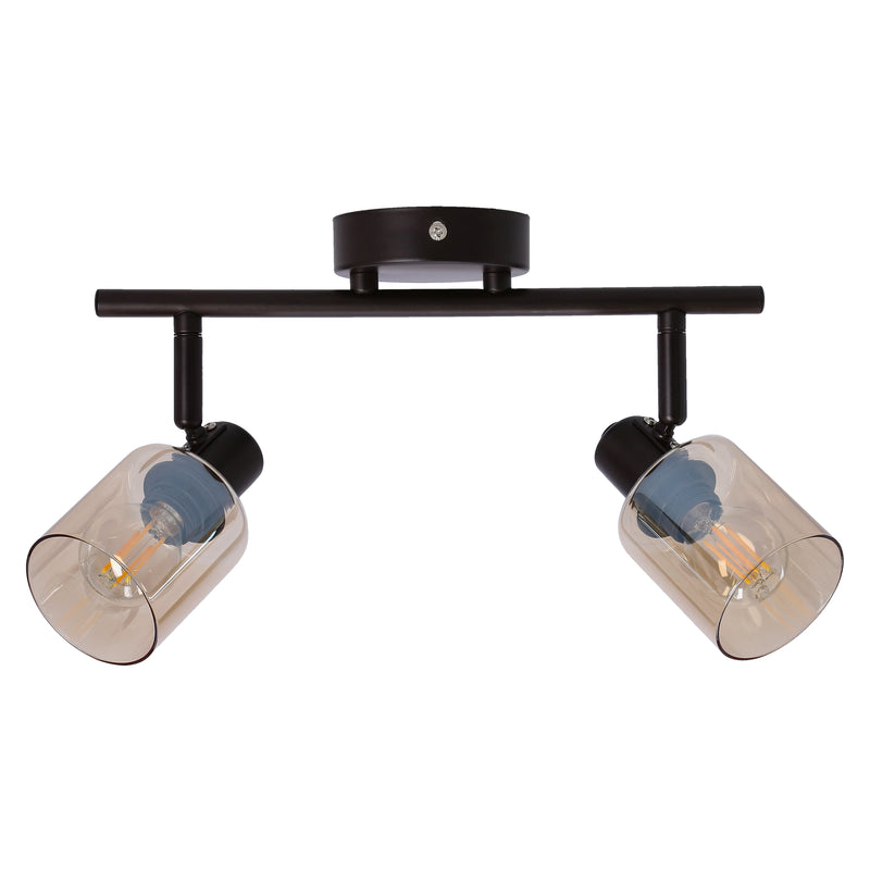 Plafonnier Agra 2 lumières noir, verre