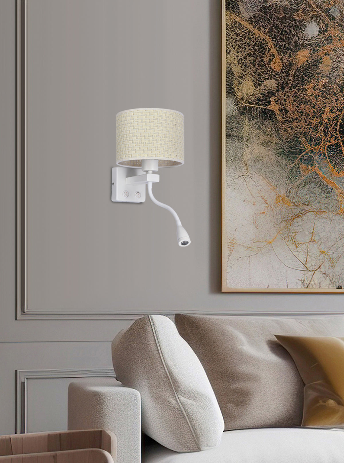 Applique murale LED Polo blanche, tissu (réf. 21-27665)
