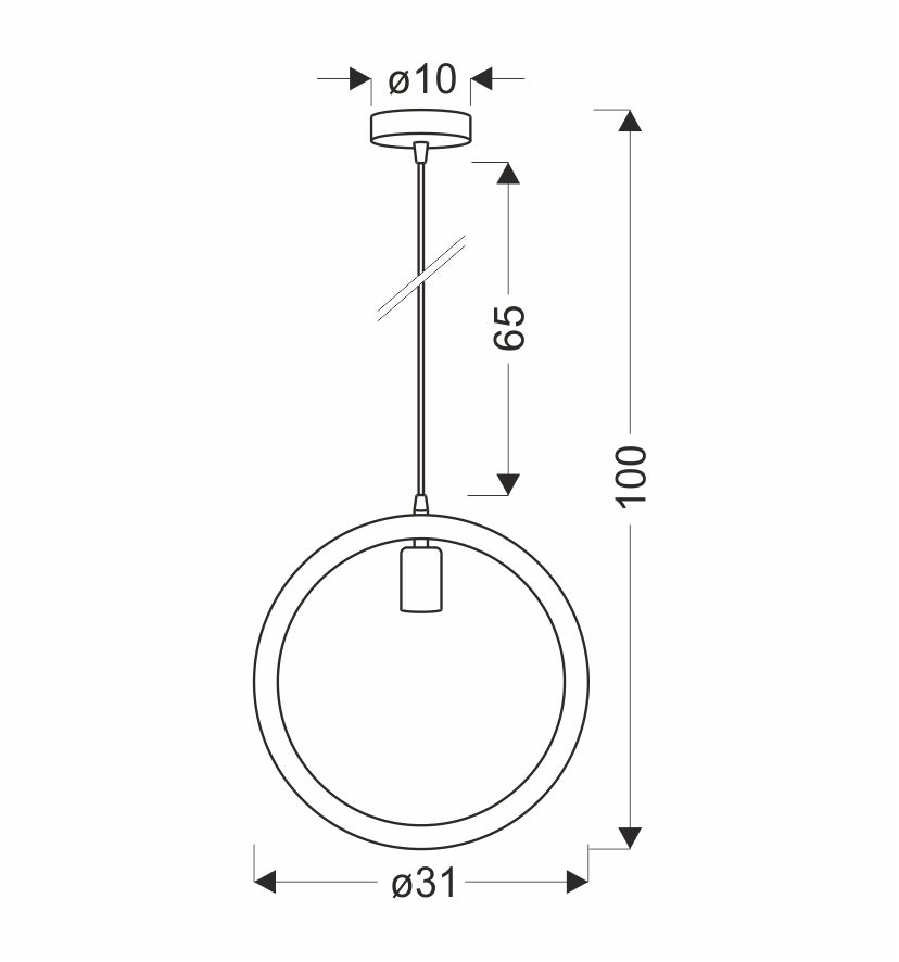 Schéma de dimensions du luminaire avec diamètre de base et hauteur totale