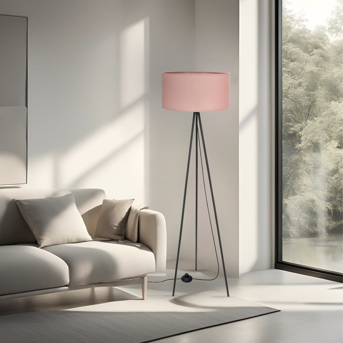 Lampadaire Shanti noir, tissu (réf. 51-38715)