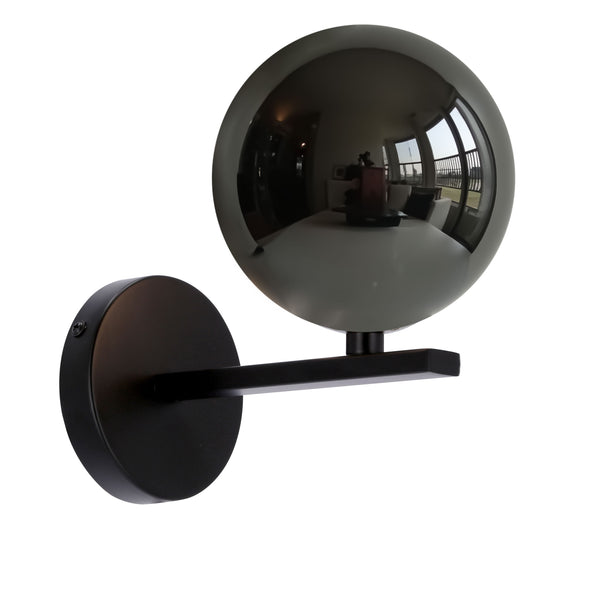 Applique murale Kama noire, verre, 28 W