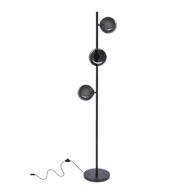 Lampadaire Kama 3 lumières noir, verre