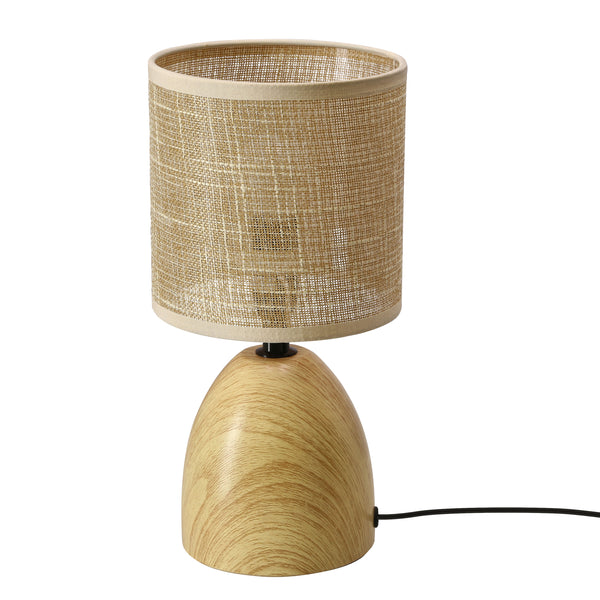 Lampe à poser Deli bois et beige, tissu