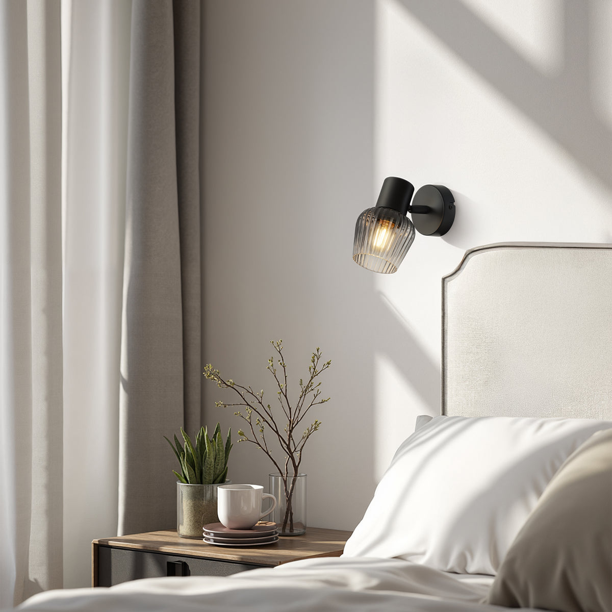 Applique murale Mitura noire, verre